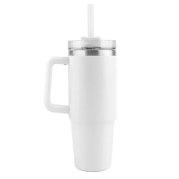 30oz vacuum insulated travel mug with ergonomic handle, screw-on lid, and... from ASI 67557 LimeLight Ent