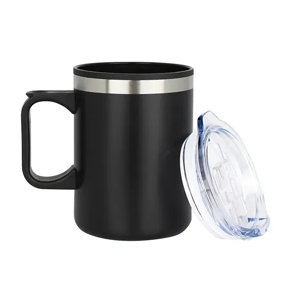 14oz insulated stainless steel camping mug with snap lid and cork... from ASI 67557 LimeLight Ent