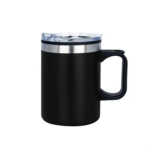 14oz insulated stainless steel camping mug with snap lid and cork... from ASI 67557 LimeLight Ent