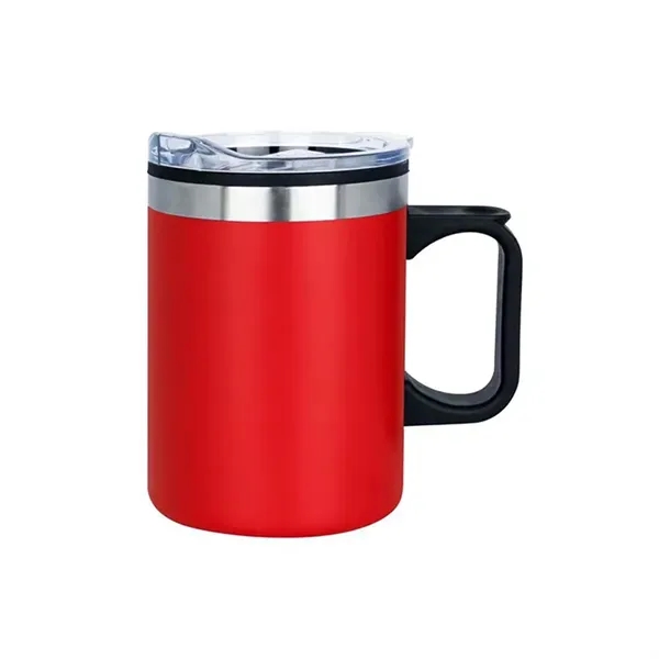 14oz insulated stainless steel camping mug with snap lid and cork... from ASI 67557 LimeLight Ent