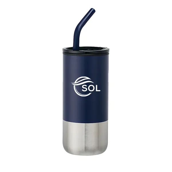 18oz plastic tumbler with spill-proof lid, stainless steel bottom, and reusable... from ASI 67557 LimeLight Ent