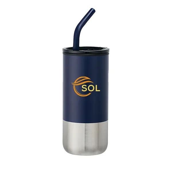18oz plastic tumbler with spill-proof lid, stainless steel bottom, and reusable... from ASI 67557 LimeLight Ent