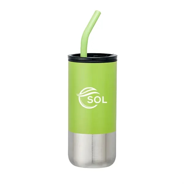 18oz plastic tumbler with spill-proof lid, stainless steel bottom, and reusable... from ASI 67557 LimeLight Ent