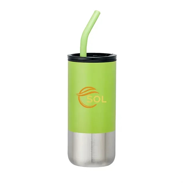 18oz plastic tumbler with spill-proof lid, stainless steel bottom, and reusable... from ASI 67557 LimeLight Ent