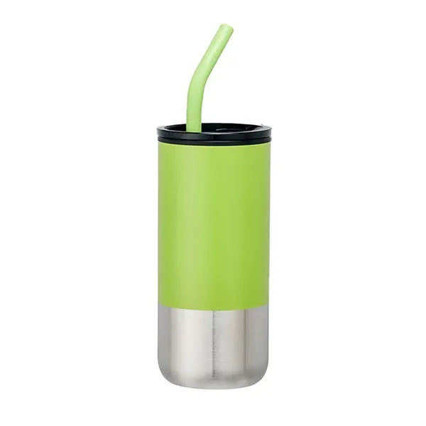 18oz plastic tumbler with spill-proof lid, stainless steel bottom, and reusable... from ASI 67557 LimeLight Ent