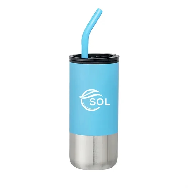 18oz plastic tumbler with spill-proof lid, stainless steel bottom, and reusable... from ASI 67557 LimeLight Ent