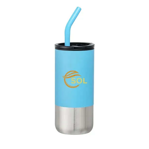 18oz plastic tumbler with spill-proof lid, stainless steel bottom, and reusable... from ASI 67557 LimeLight Ent