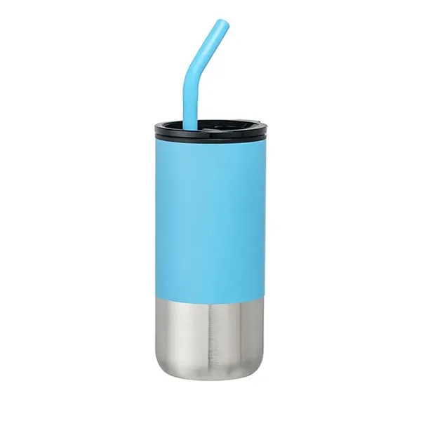 18oz plastic tumbler with spill-proof lid, stainless steel bottom, and reusable... from ASI 67557 LimeLight Ent