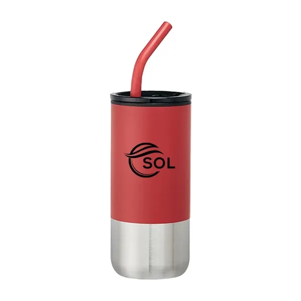 18oz plastic tumbler with spill-proof lid, stainless steel bottom, and reusable... from ASI 67557 LimeLight Ent