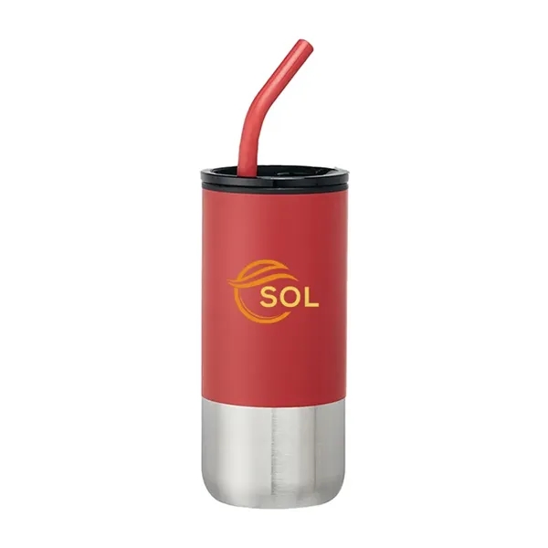 18oz plastic tumbler with spill-proof lid, stainless steel bottom, and reusable... from ASI 67557 LimeLight Ent