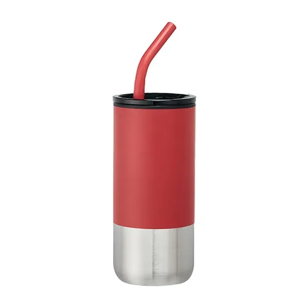 18oz plastic tumbler with spill-proof lid, stainless steel bottom, and reusable... from ASI 67557 LimeLight Ent