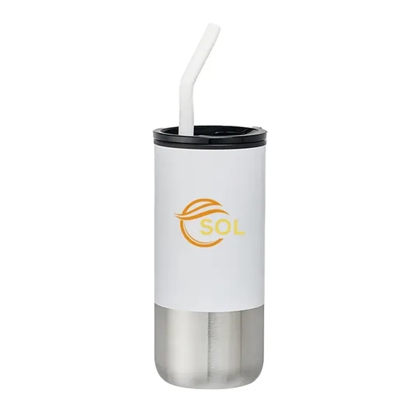 18oz plastic tumbler with spill-proof lid, stainless steel bottom, and reusable... from ASI 67557 LimeLight Ent