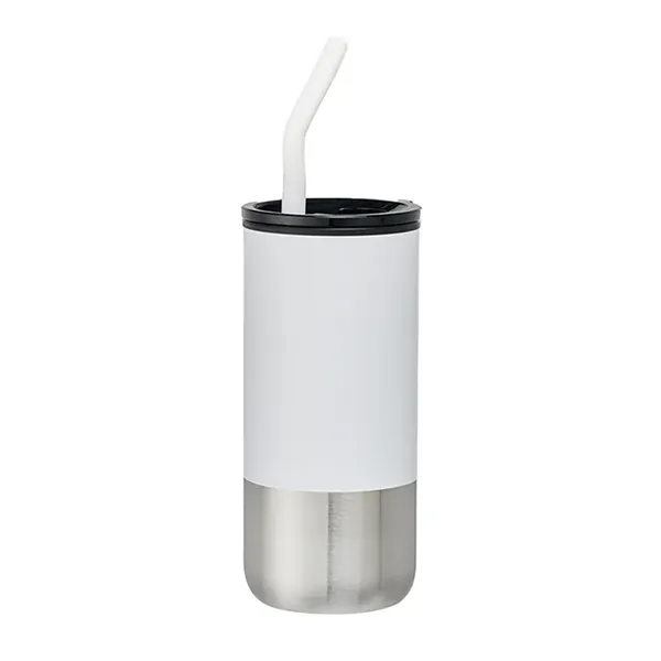18oz plastic tumbler with spill-proof lid, stainless steel bottom, and reusable... from ASI 67557 LimeLight Ent