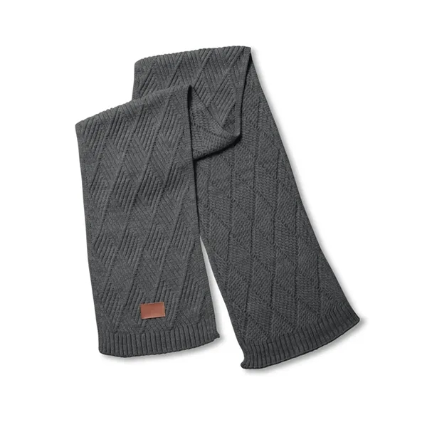 Knit scarf with a faux leather thermo PU patch.... from ASI 79530 Prime Line