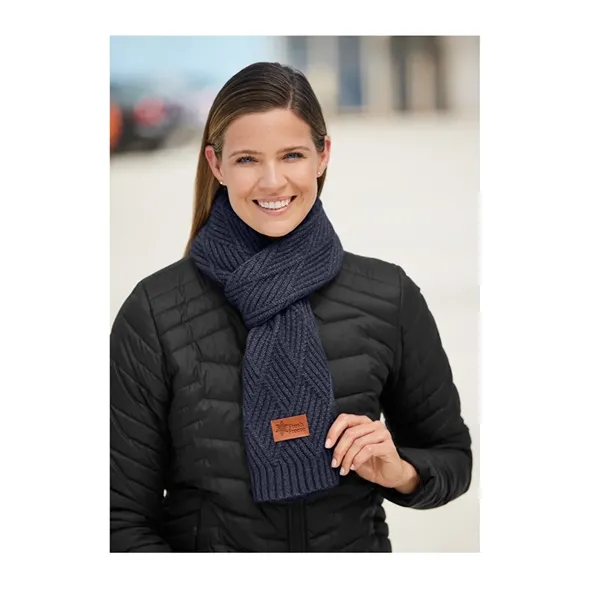 Knit scarf with a faux leather thermo PU patch.... from ASI 79530 Prime Line