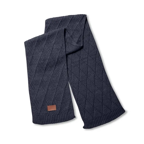 Knit scarf with a faux leather thermo PU patch.... from ASI 79530 Prime Line