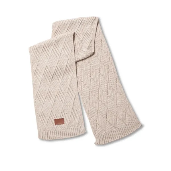 Knit scarf with a faux leather thermo PU patch.... from ASI 79530 Prime Line