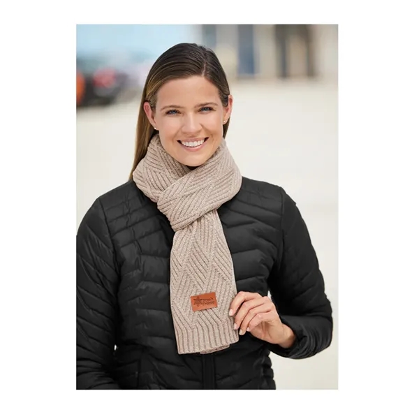 Knit scarf with a faux leather thermo PU patch.... from ASI 79530 Prime Line