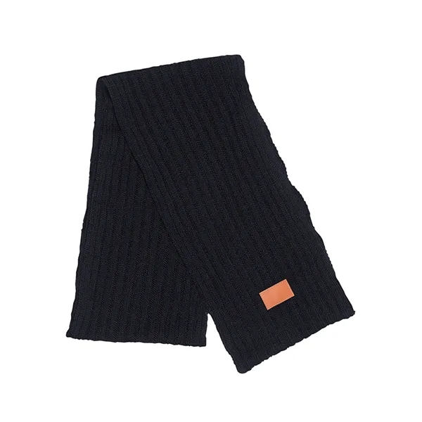 Leeman™ 100% acrylic rib knit scarf with PU leatherette patch.... from ASI 79530 Prime Line