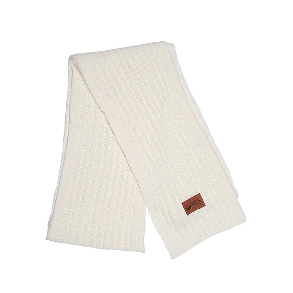 Leeman™ 100% acrylic rib knit scarf with PU leatherette patch.... from ASI 79530 Prime Line