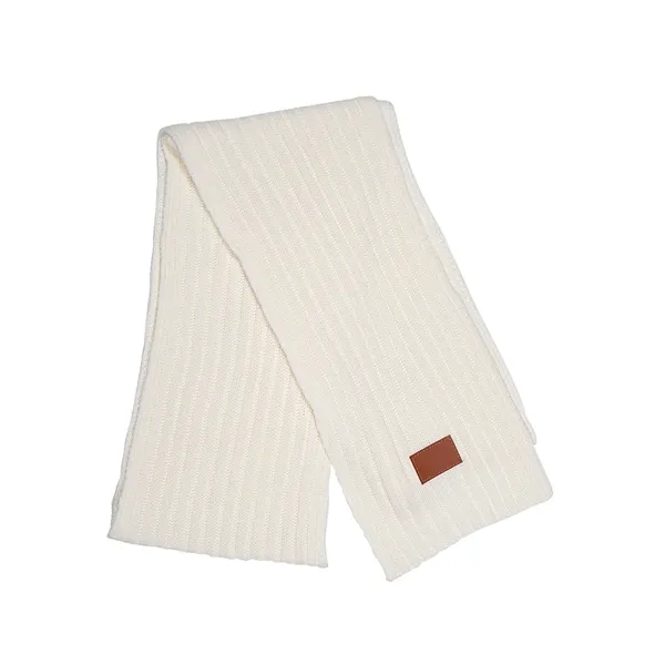 Leeman™ 100% acrylic rib knit scarf with PU leatherette patch.... from ASI 79530 Prime Line
