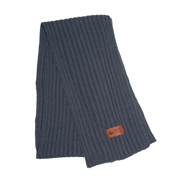 Leeman™ 100% acrylic rib knit scarf with PU leatherette patch.... from ASI 79530 Prime Line