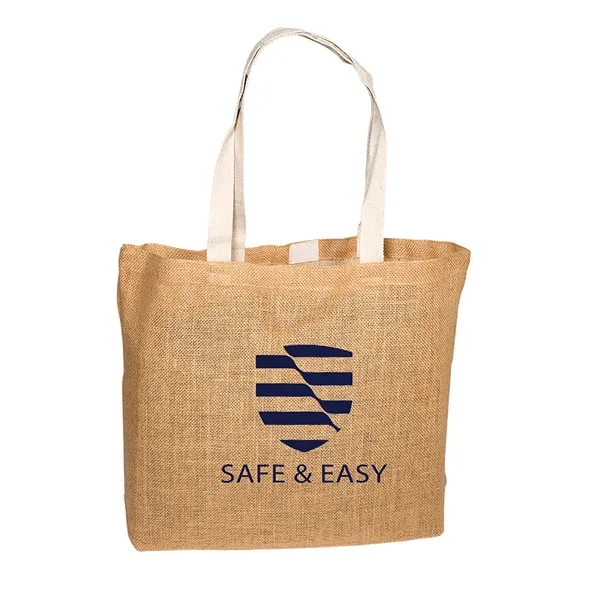 Tote bag made from jute with 24" cotton web handles and... from ASI 79530 Prime Line