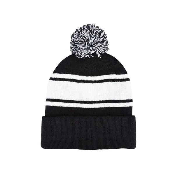 100% acrylic knit beanie with colorful pom-pom on top.... from ASI 79530 Prime Line