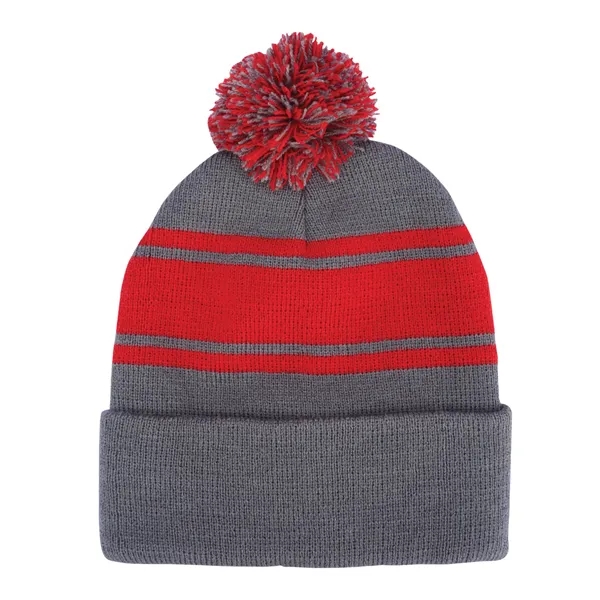 100% acrylic knit beanie with colorful pom-pom on top.... from ASI 79530 Prime Line