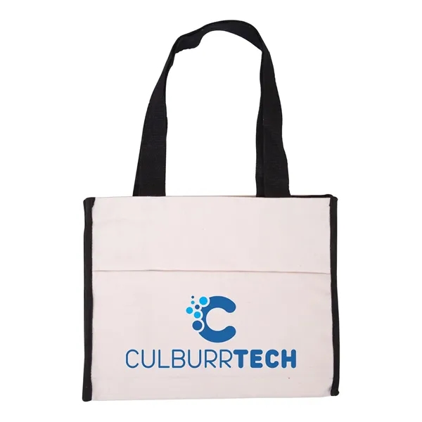 Natural cotton canvas tote bag with color accent gusset, matching color... from ASI 79530 Prime Line
