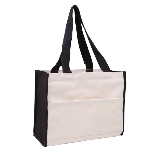 Natural cotton canvas tote bag with color accent gusset, matching color... from ASI 79530 Prime Line
