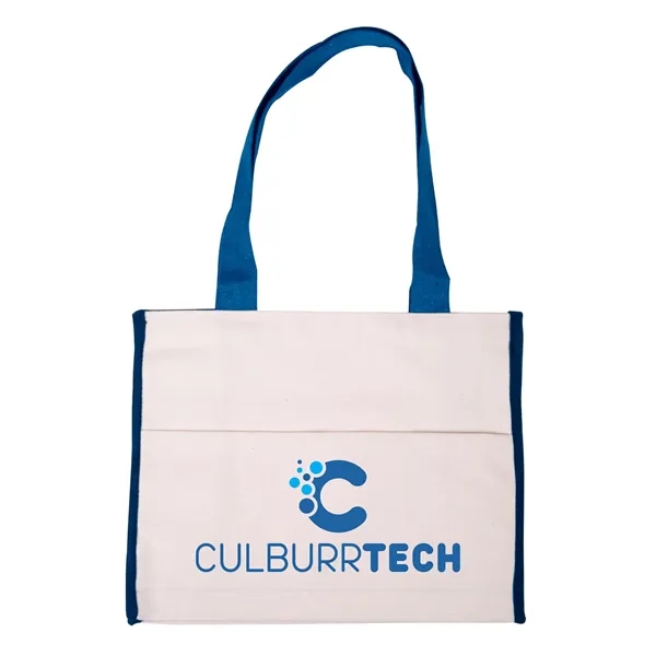 Natural cotton canvas tote bag with color accent gusset, matching color... from ASI 79530 Prime Line