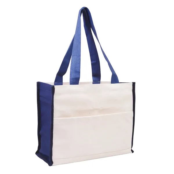 Natural cotton canvas tote bag with color accent gusset, matching color... from ASI 79530 Prime Line