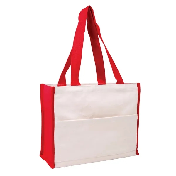 Natural cotton canvas tote bag with color accent gusset, matching color... from ASI 79530 Prime Line