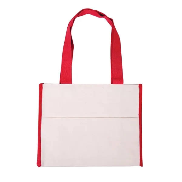 Natural cotton canvas tote bag with color accent gusset, matching color... from ASI 79530 Prime Line