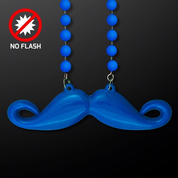 Blank or imprinted. Beaded lanyard necklace with hipster mustache pendant.... from ASI 34194 ALightPromos / Alight Promotional Products