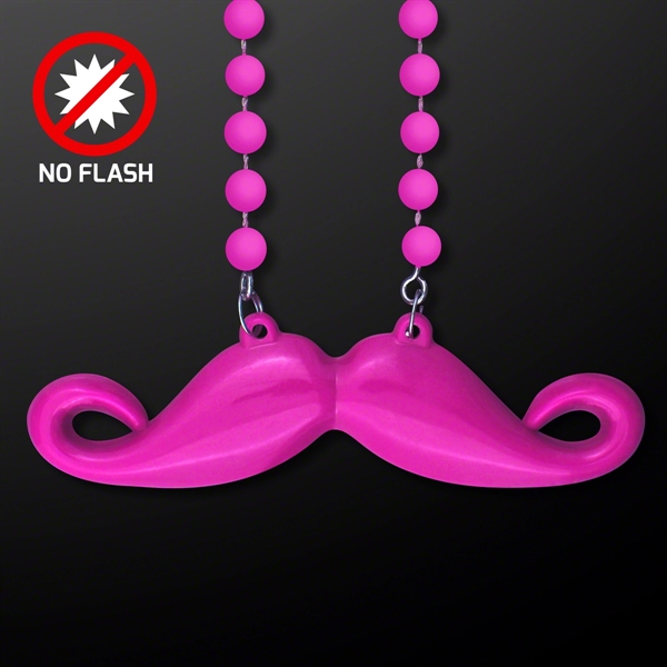 Blank or imprinted. Beaded lanyard necklace with hipster mustache pendant.... from ASI 34194 ALightPromos / Alight Promotional Products