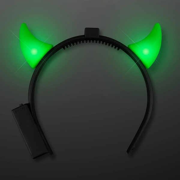 Blank or Imprinted. Light-up devil horns headband with green LED.... from ASI 34194 ALightPromos / Alight Promotional Products