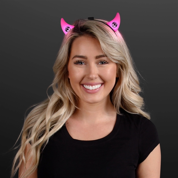 Blank or imprinted. Light up, pink devil horns. One size fits... from ASI 34194 ALightPromos / Alight Promotional Products