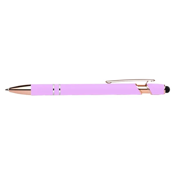 Click action rubber finished aluminum stylus pen with rose gold tips... from ASI 68190 Lungsal / Lungsal