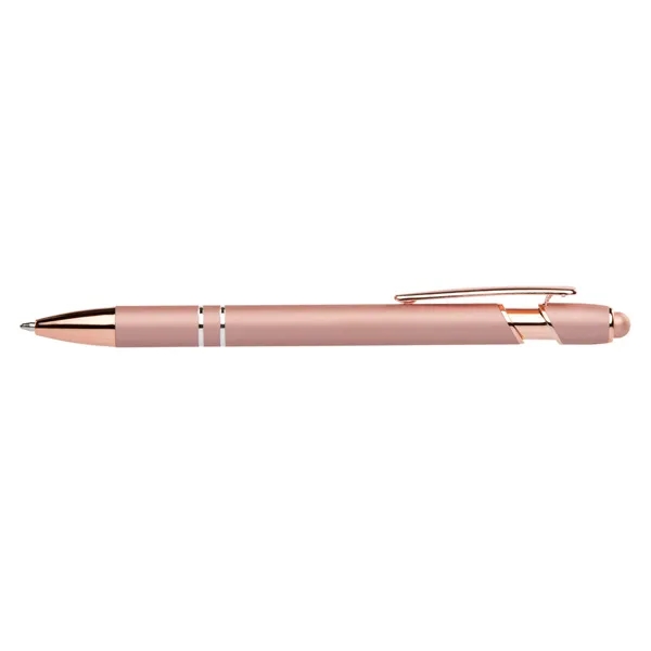 Click action rubber finished aluminum stylus pen with rose gold tips... from ASI 68190 Lungsal / Lungsal