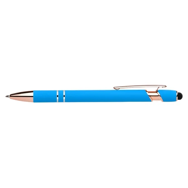 Click action rubber finished aluminum stylus pen with rose gold tips... from ASI 68190 Lungsal / Lungsal