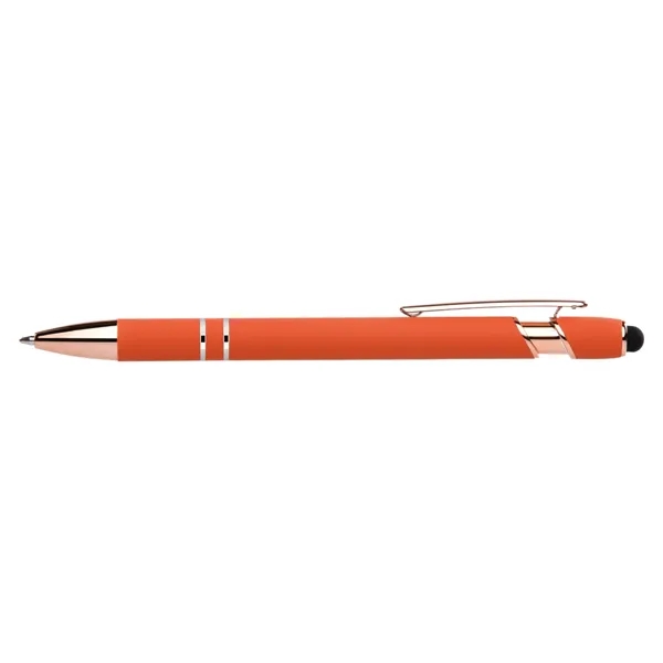 Click action rubber finished aluminum stylus pen with rose gold tips... from ASI 68190 Lungsal / Lungsal