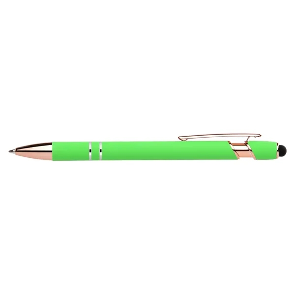Click action rubber finished aluminum stylus pen with rose gold tips... from ASI 68190 Lungsal / Lungsal