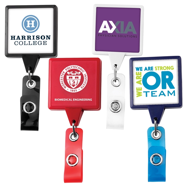 JUMBO square retractable badge reel with belt clip back, solid colors.... from ASI 49470 DEVARA
