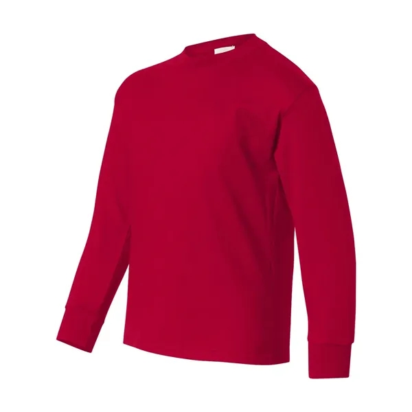 Long sleeve T-shirt for youth with lay flat collar, tag-free neck... from ASI 84358 S&S Activewear