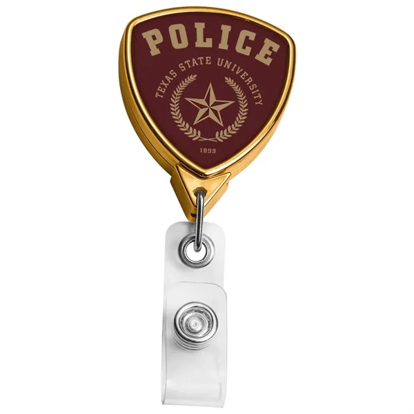 Gold Shield retractable badge reel, gold finish, alligator clip back, anti-twist... from ASI 49470 DEVARA