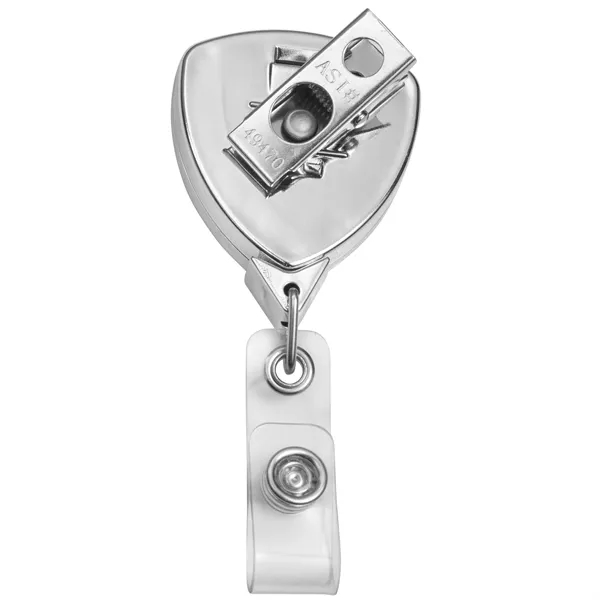 Chrome Shield retractable badge reel, chrome finish, alligator clip back, anti-twist... from ASI 49470 DEVARA