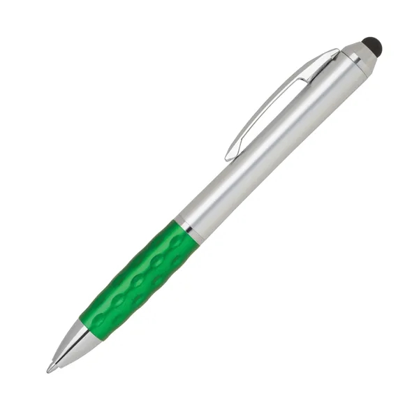 Twist-action plastic stylus pen with silver barrel and bold color contoured... from ASI 68190 Lungsal / Lungsal