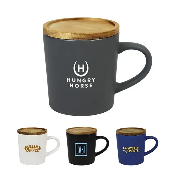 16 oz. Ceramic Mug with Wooden Lid... from ASI 31517 Admart Products